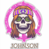 スケートボードスカルヒッピー シール (正面)