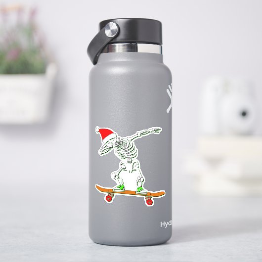 スケートボードスケルトンサンタ4"キスカットビニル シール (HydroFlask)