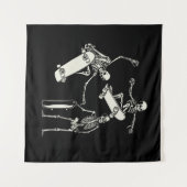 スケートボードスケルトンスケートスケーターハロウィーン タペストリー (正面(横))