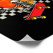 スケートボードスケルトンハロウィーンスケルトンホラーモンズ ポスター (角)