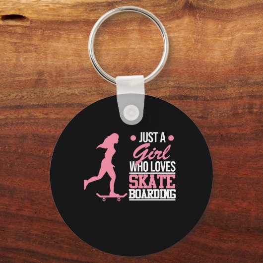 スケートボードスケートボーダーが大好きな女の子 キーホルダー (正面)
