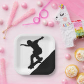 スケートボードスケートボードおもしろいシルエット ペーパープレート (パーティー)