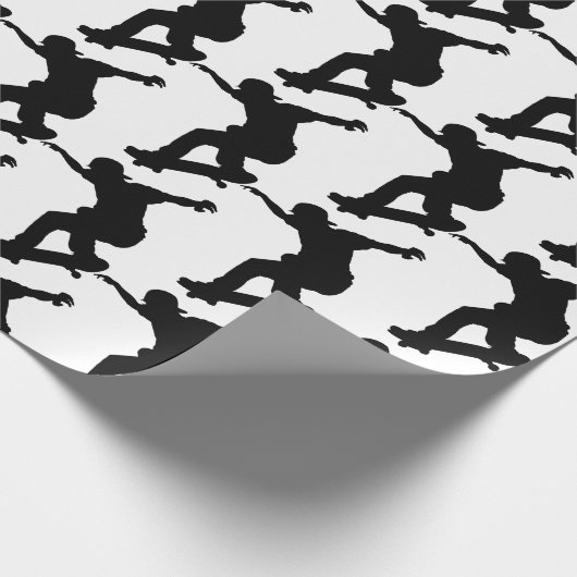 スケートボードスケートボードスケーターおもしろいシルエット ラッピングペーパー (角)
