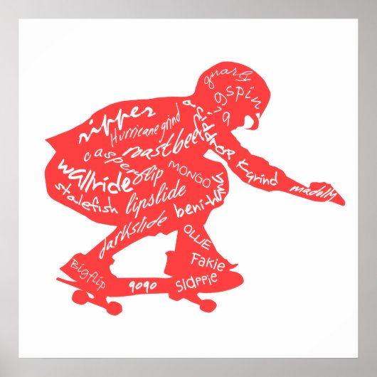 スケートボードタイポグラフィポスター ポスター (正面)