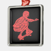 スケートボードタイポグラフィ-クリスマスオーナメント メタルオーナメント (左)