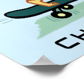 スケートボードタブビーキャットかわいいカスタム文字子供部屋 ポスター (角)