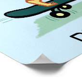 スケートボードタブビーキャットキュート名前をカスタムする子供部屋 ポスター (角)