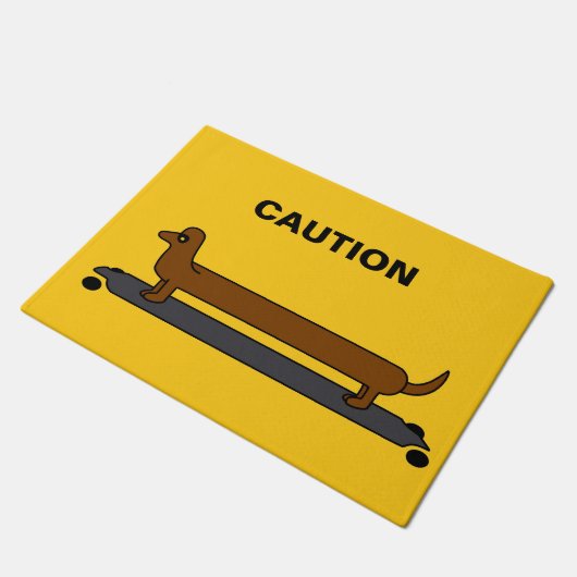 スケートボードダックスフントドアマット ドアマット (アングル)