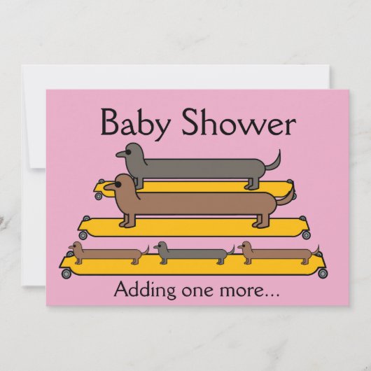 スケートボードダックスフント犬の家族招待 招待状 (正面)