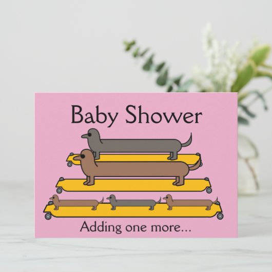 スケートボードダックスフント犬の家族招待 招待状 (スタンド正面)