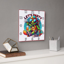 スケートボードチルバイブアットタートルパーティー スクエア壁時計