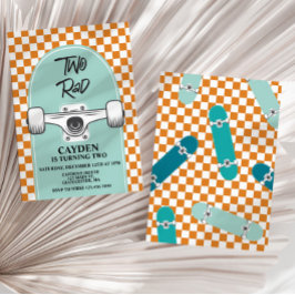 スケートボードツー素晴らしい誕生日招待状 招待状