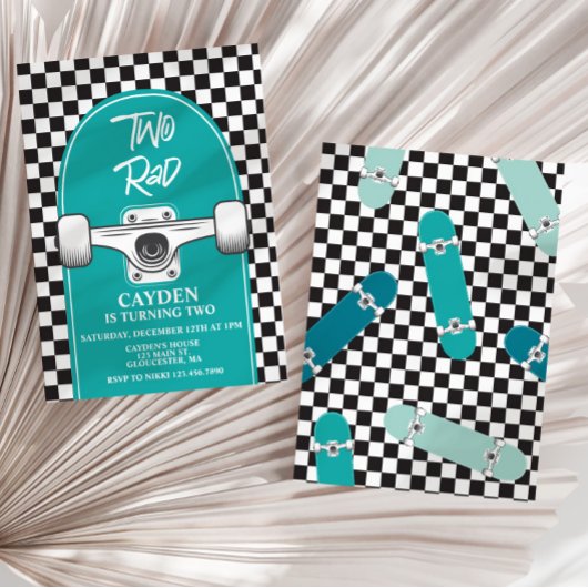 スケートボードツー素晴らしい2nd誕生日招待状 招待状