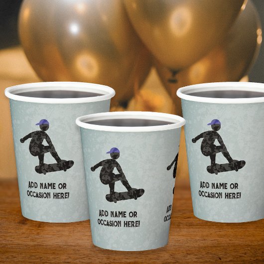 スケートボードテーマスチールメタル10代のルックまたは男性 紙コップ