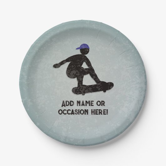 スケートボードテーマ- 10代/若い男性の誕生日 ペーパープレート (正面)