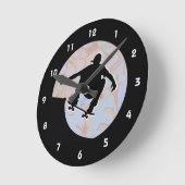 スケートボードデザインウォールクロック ラウンド壁時計 (傾斜)