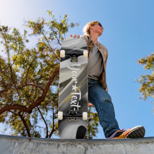 スケートボードトレンド抽象芸術アート白黒金ゴールド スケートボード (室外1)