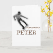 スケートボードハッピーバースデーボーイ カード (黄色い花)