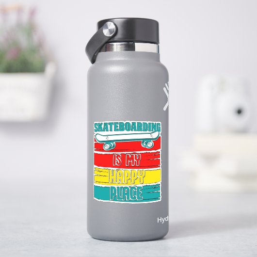 スケートボードハッピープレイス4インチキスカットビニールシール シール (HydroFlask)