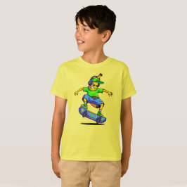 スケートボードバナナマンガキャラクターデザイン Tシャツ