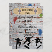 スケートボードバースデーパーティ招待状 招待状 (正面/裏面)