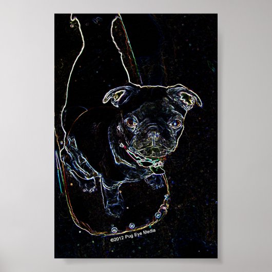 スケートボードパグポスター ポスター (正面)