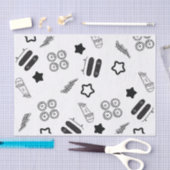 スケートボードパターンブラック10LBティッシュペーパー 薄葉紙 (クラフト)