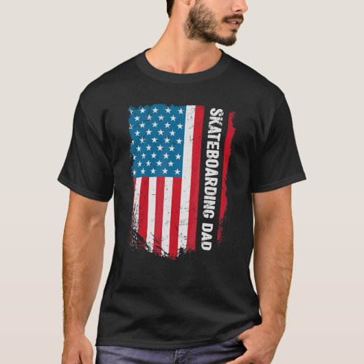 スケートボードパパアメリカ米国国旗パトリオヴィンテージ Tシャツ (正面)