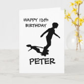 スケートボードパワースライドハッピーバースデーカード カード (黄色い花)