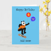 スケートボードパンダフォーアーズオールド誕生日 カード (黄色い花)