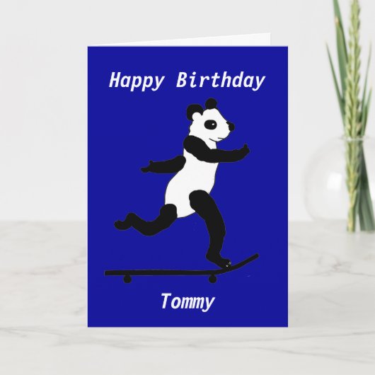 スケートボードパンダ誕生日カカスタムード カード (正面)