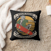 スケートボードパーソナライズされたノーズグラブスケルトンスケーター クッション (ブランケット)