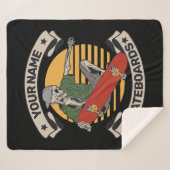 スケートボードパーソナライズされたノーズグラブスケルトンスケーター シェルパブランケット (正面(横))