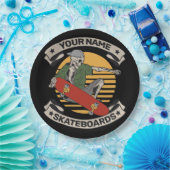 スケートボードパーソナライズされたノーズグラブスケルトンスケーター  ペーパープレート (パーティー)