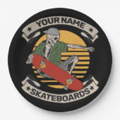 スケートボードパーソナライズされたノーズグラブスケルトンスケーター  ペーパープレート (正面)
