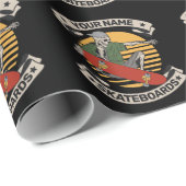 スケートボードパーソナライズされたノーズグラブスケルトンスケーター ラッピングペーパー (ロールコーナー)