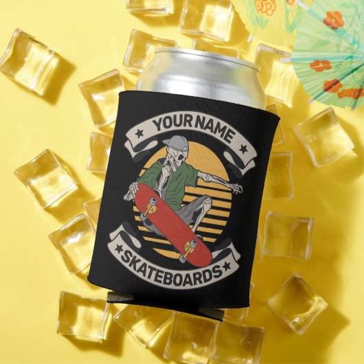 スケートボードパーソナライズされたノーズグラブスケルトンスケーター 缶クーラー (インサイチュ 夏)
