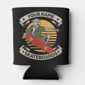 スケートボードパーソナライズされたノーズグラブスケルトンスケーター 缶クーラー (裏面)