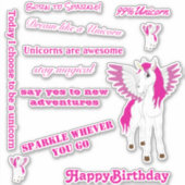 スケートボードピンクウィング飛んでいるユニコーンステッカー シール (正面)