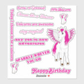 スケートボードピンクウィング飛んでいるユニコーンステッカー シール (シート)