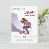 スケートボードフォトスケートパークガールバースデーパーティー 招待状 (スタンド正面)