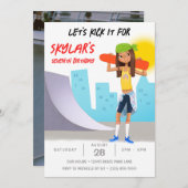 スケートボードフォトスケートパークガールバースデーパーティー 招待状 (正面/裏面)