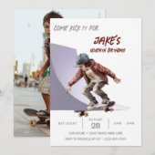 スケートボードフォトスケートパークボーイズ誕生日パーティー 招待状 (正面/裏面)