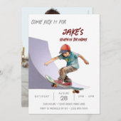 スケートボードフォトスケートパークボーイズ誕生日パーティー 招待状 (正面/裏面)