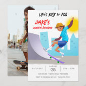 スケートボードフォトスケートパークボーイバースデーパーティー 招待状 (正面/裏面)