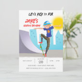 スケートボードフォトスケートパークボーイバースデーパーティー 招待状 (スタンド正面)