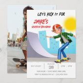 スケートボードフォトスケートパークボーイバースデーパーティー 招待状 (正面/裏面)