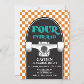 スケートボードフォーエバー素晴らしい4th誕生日 招待状 (正面)