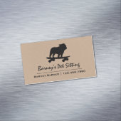 スケートボードブルドッグシルエットクールスケーター犬 マグネット名刺 (インサイチュ)