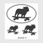 スケートボードブルドッグシルエット犬のステッカーセット シール (シート)